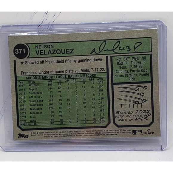 2023 Topps Heritage #371 Nelson Velazquez RC Blue Sparkle Chicago Cubs - Picture 2 of 4